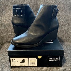 NWT Black Wedge Ankle Boots - Size 11